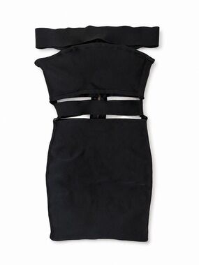 Black Strapless Cutout Bodycon Bandage Dress